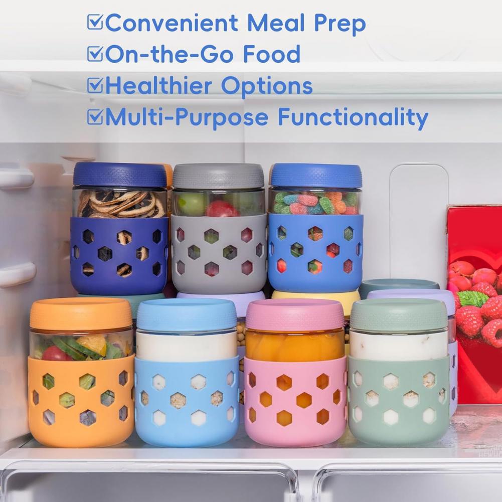 Glass Mason Jars with Silicone - Meal Prep Overnight Oats ulasan dan harga
