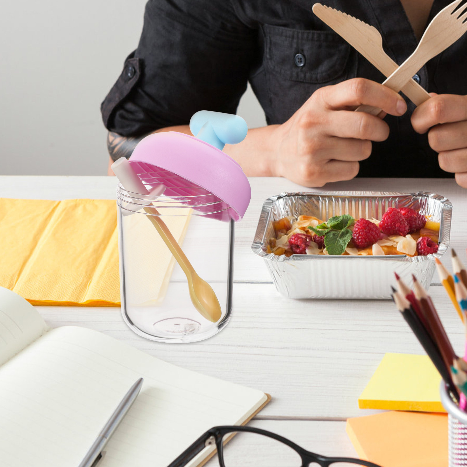 Portable Double-Layer Salad Cu - Meal Prep Oatmeal ulasan dan harga