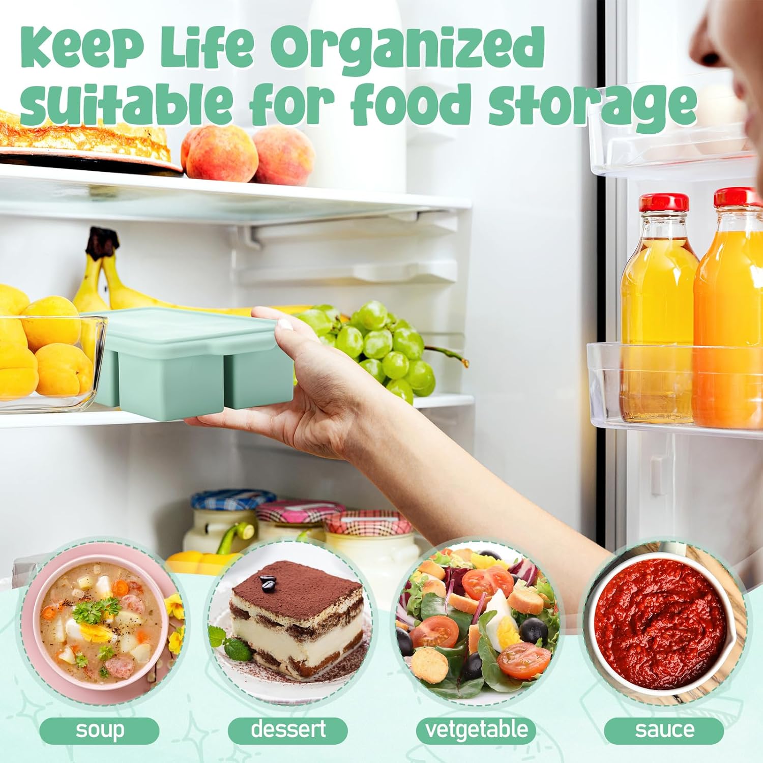 Silicone Freezer Tray with Lid - Meal Prep Oatmeal ulasan dan harga