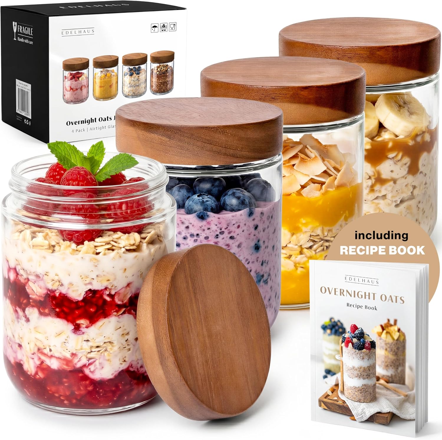 16oz Glass Meal Prep Jars with - Meal Prep Overnight Oats ulasan dan harga