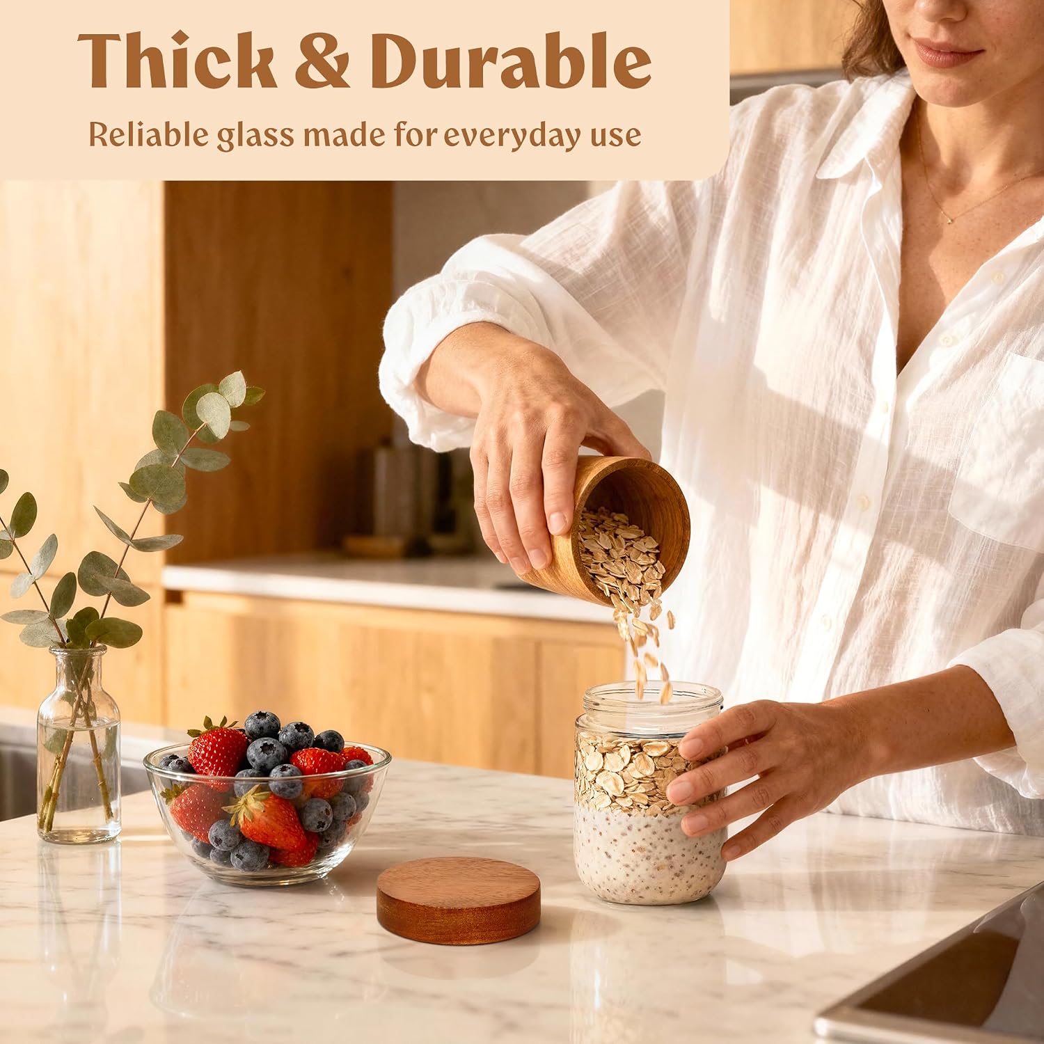16oz Glass Meal Prep Jars with - Meal Prep Overnight Oats ulasan dan harga